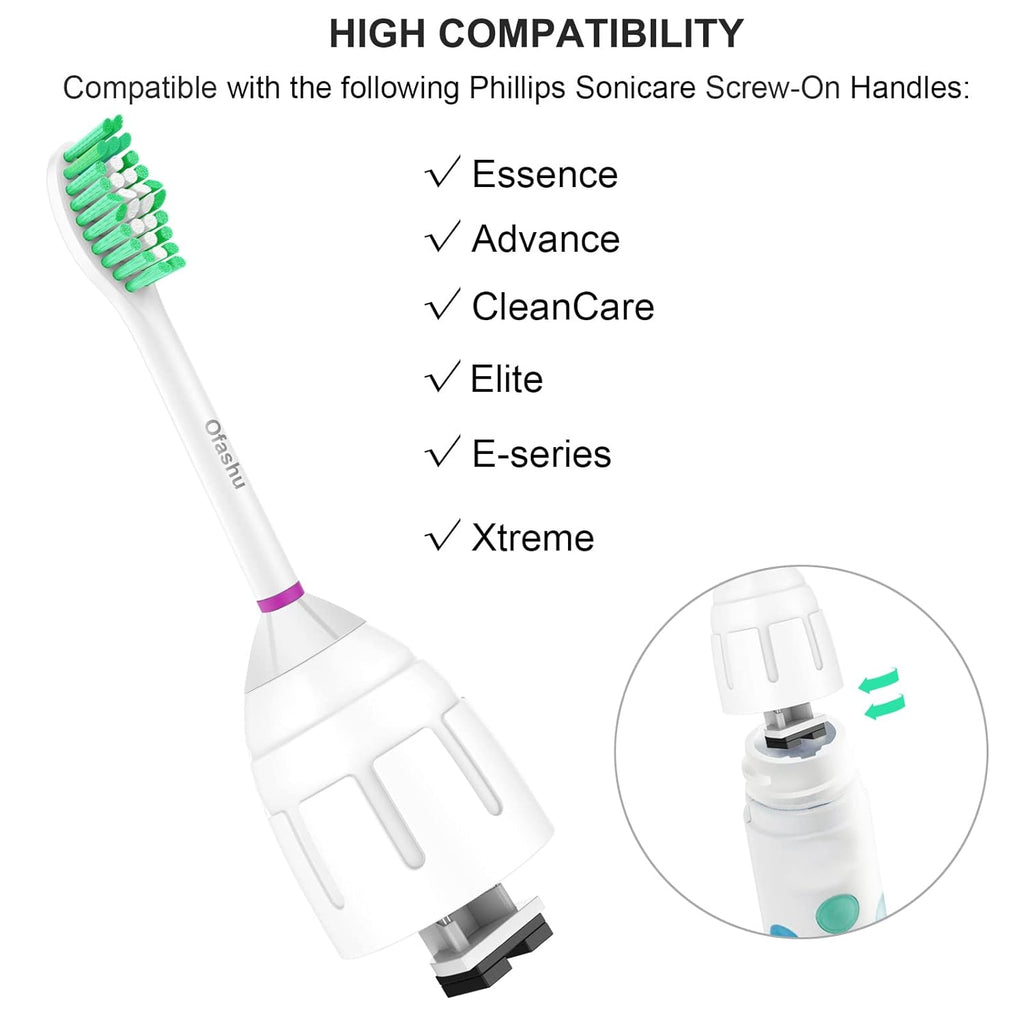 Replacement Heads for Philips Sonicare E-Series - Ofashu Brush Head Compatible with Essence Xtreme Elite Advance 7022 5610 White, 6 Packs Screw-on Electric Toothbrush