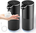 2 Pack Automatic Soap Dispenser Touchless, Rechargeable Foaming Hand Soap Dispenser, 4-Level Adjustable Foam for Bathroom Countertop, Electric（Black）