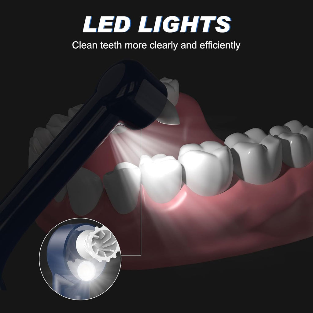 Tooth Polisher, Tooth Whitening Kit for Teeth Cleaning and Whitening, Rechargeable Teeth Polisher for People/Pets,Teeth Cleaning Kit with 5 Brush Heads,4 Speed Modes and LED Light, Waterproof(Blue)