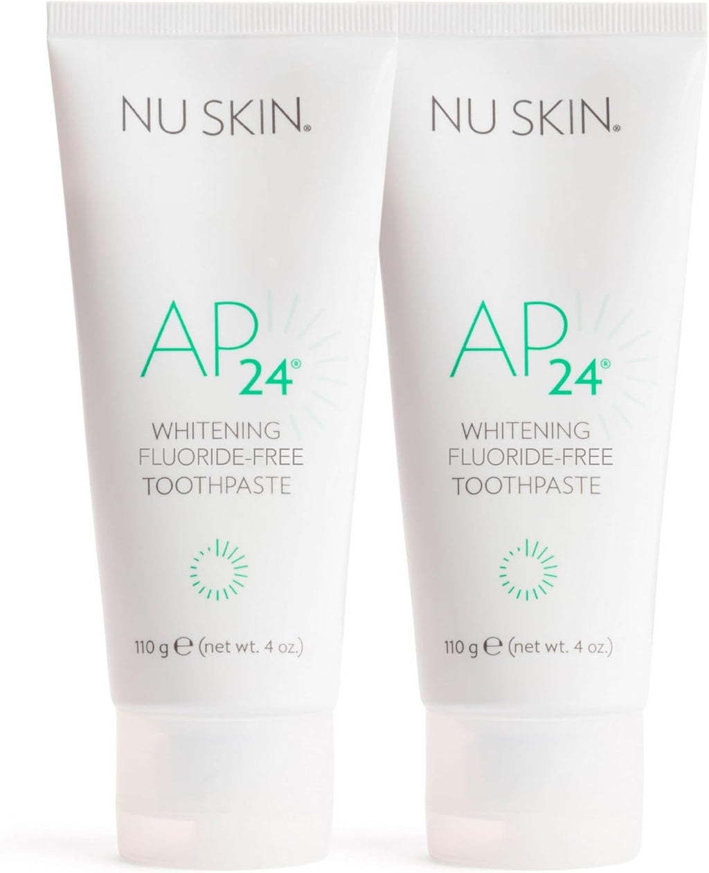 Nu Skin AP 24 Whitening Fluoride - Free Toothpaste | AP 24 Blend | Vanilla Mint Flavor | Brightens Teeth | Removes Surface Stains | Prevents Dental Cavities & Plaque | Enamel-Safe | 4 oz | 2 Pack