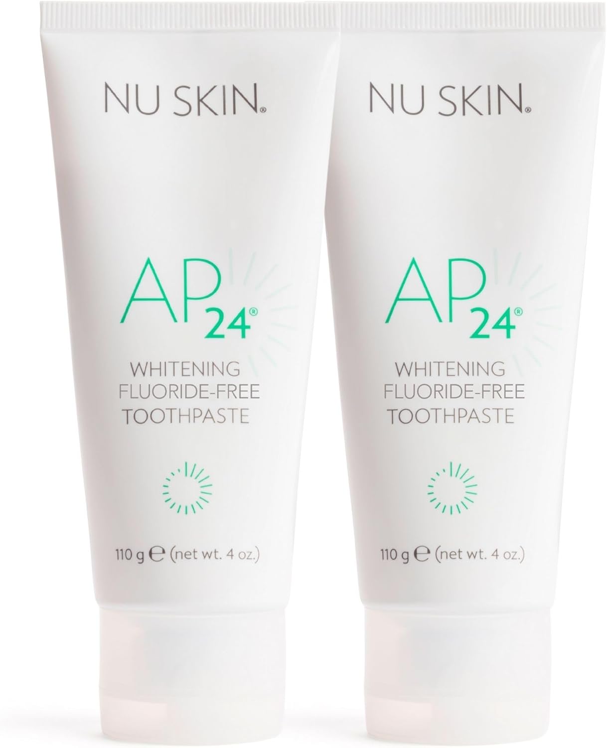 Nu Skin AP 24 Whitening Fluoride - Free Toothpaste | AP 24 Blend | Vanilla Mint Flavor | Brightens Teeth | Removes Surface Stains | Prevents Dental Cavities & Plaque | Enamel-Safe | 4 oz | 2 Pack