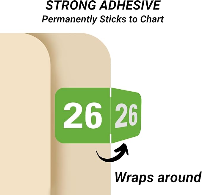 2026 Year Labels, Doctor Stuff 2026 Chart Stickers, Light Green Color Coded, Tabbies 70200 Style, USA Made Year Stickers for End Tab File Folders, 500/Roll, 1 Roll, 3/4" x 1-1/2"