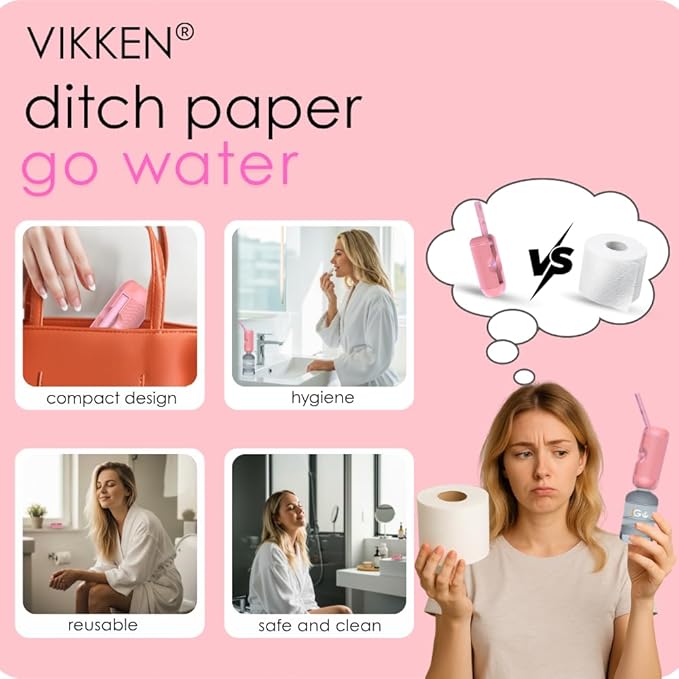 VIKKEN® 250ml iGo X Portable Travel Bidet USB-Type C Rechargeable Electric Mobile Handheld Ultra Strong Water Spray Personal Hygiene Self Care for Women & Men