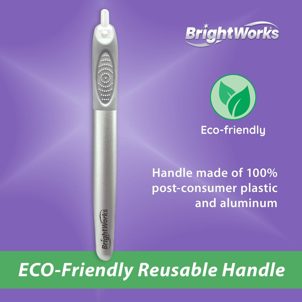 BrightWorks Toothbrush with Replaceable Heads - ECO-Friendly 100% PCR Handle with Aluminum Core, Soft Bristle Whitening Manual Toothbrush, Whole Mouth Cleaner (1 Handle + 2 Brush Heads)