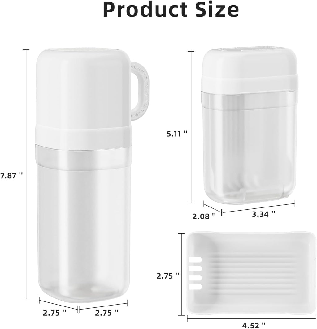 VITVITI Travel Soap Case Container, Portable Toothbrush Travel Case Dish Tray, Toothpaste Traveling Toothbrush Holder Set with Cup for Trip/Bathroom/Camping, White