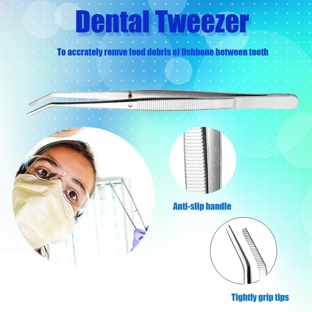 Dental Hygiene Tool Set Stainless Steel Dental Pick and Tweezers, Gum Floss, Tooth Scraper Plaque Tartar Remover for Personal Oral Care & Pet Use (6 Pack)