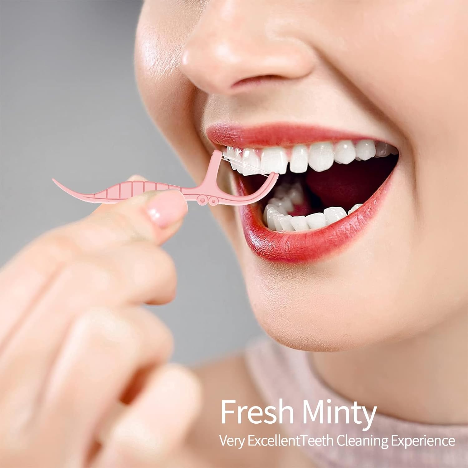 Holy rose Dual-Line Dental Floss Picks - Pink Flossers 300 Count,End with Toothpick - Mint Flavored for Oral Cleaning & Fresh Breath-and Ideal for Daily Teeth Care