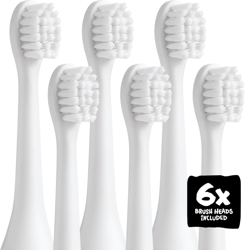 Made By Dentists Kids Electric Toothbrush Replacement Heads – 6 Heads (2x3) - Soft Bristles Brush Head for Gentle Care, 18 Months Supply