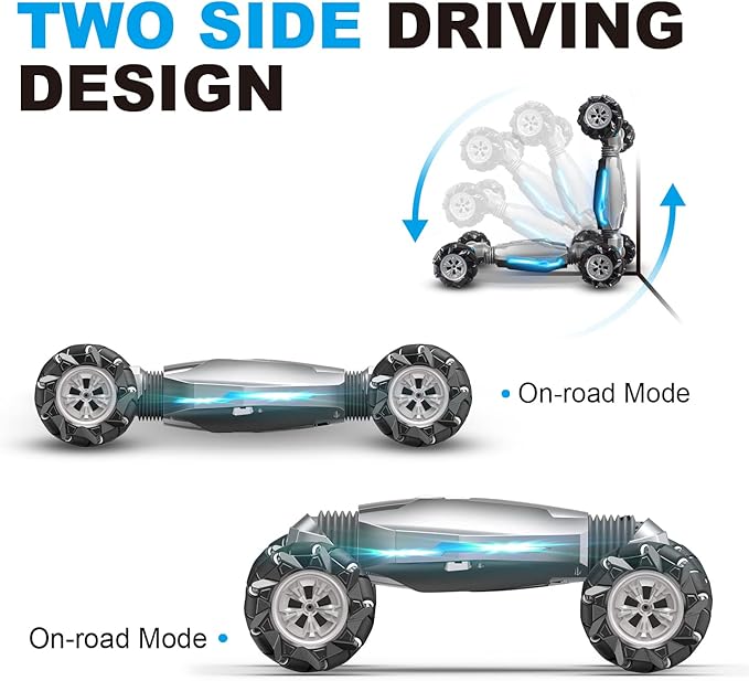 1:10 Scale Gesture Sensing Rc Stunt Car, 4WD Remote Control Hand Controlled Transform , Double Sided Vehicle 360° Spins with Lights Music, All Terrains Monster Truck for Boys Kids