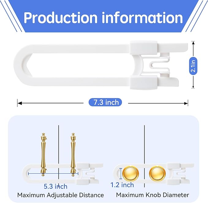 16 Pack Baby Proofing Cabinet Locks - Safeasy Adjustable U Shaped Child Safety Locks,Childproof Latches for Kitchen Bathroom Storage Cupboards Doors, Handles and Knobs (white, 16)