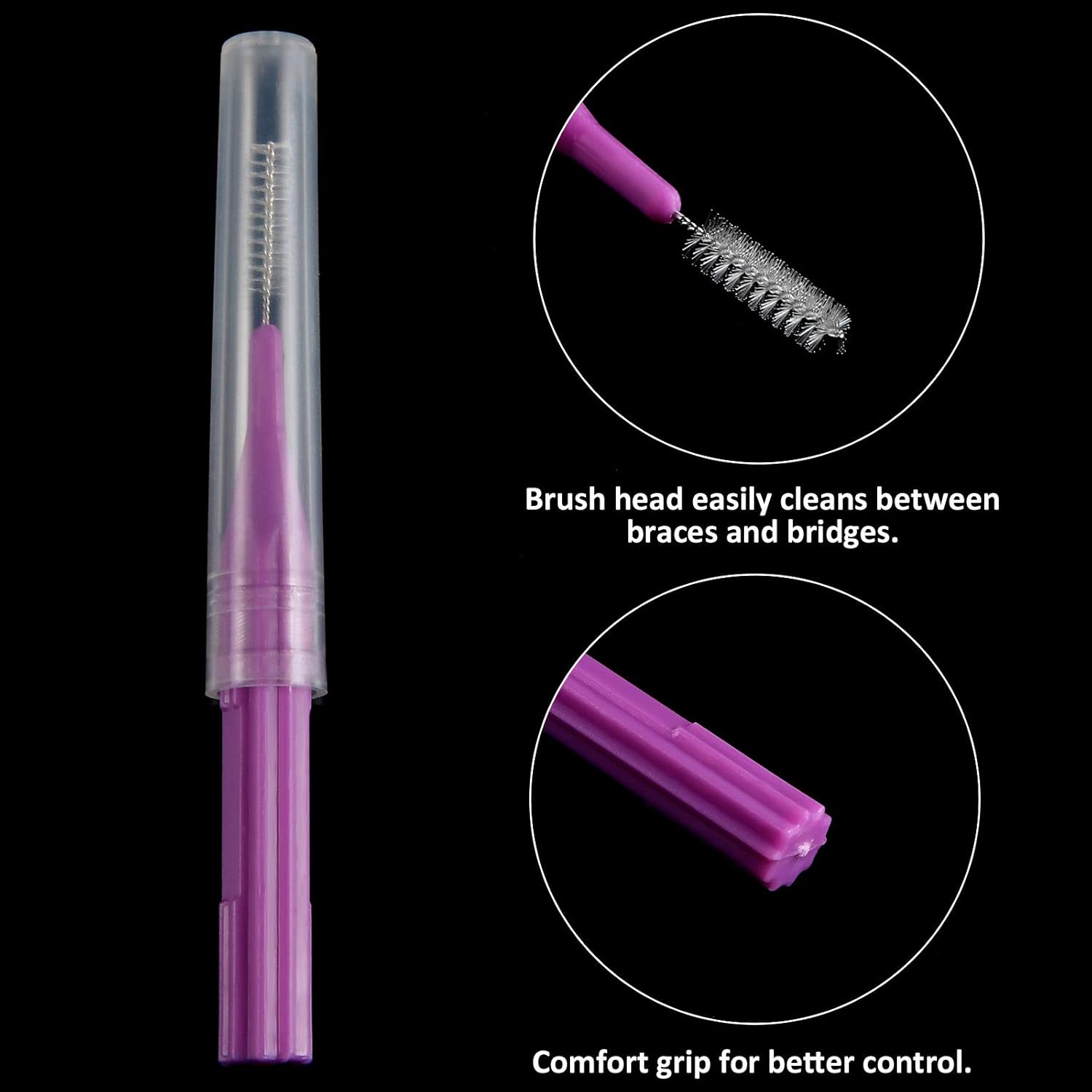 100 Pieces Braces Brush for Cleaner Interdental Brush Toothpick Dental Flossing Head Oral Hygiene Flosser Tooth Cleaning Tool (Light Blue, Yellow, Gray, Purple, Green)