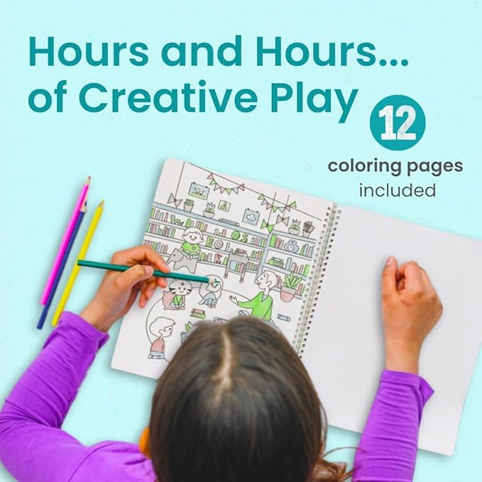 CUPKIN Sticker Book for Kids 2-4, 500+ Kids Stickers, Let's Go to School 12 Coloring Pages 12 Side by Side Scenes, Fun Toddler Travel Activity Coloring and Sticker Books for Ages 4-8 + 8-10