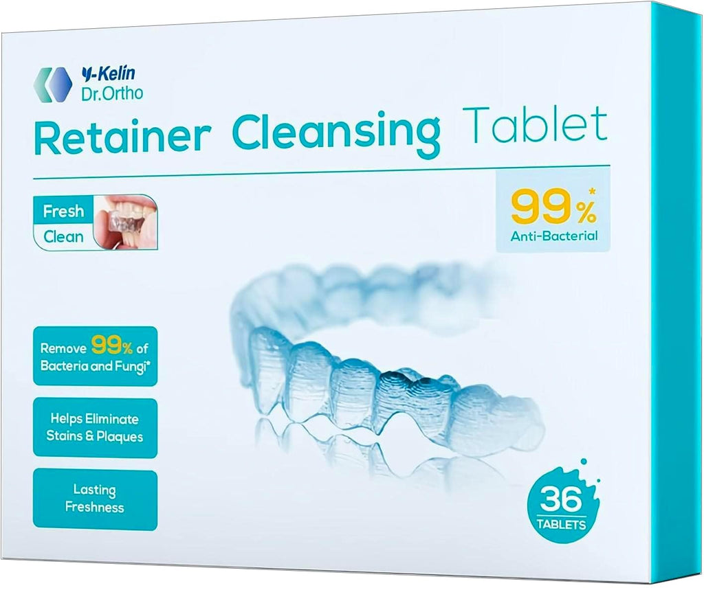Y-Kelin Retainer Cleaner, Mouth Guard Cleaning Tablets - Remove & Clear Stains from Dental Appliances - in 3 Minutes (Mint,36 PCS)