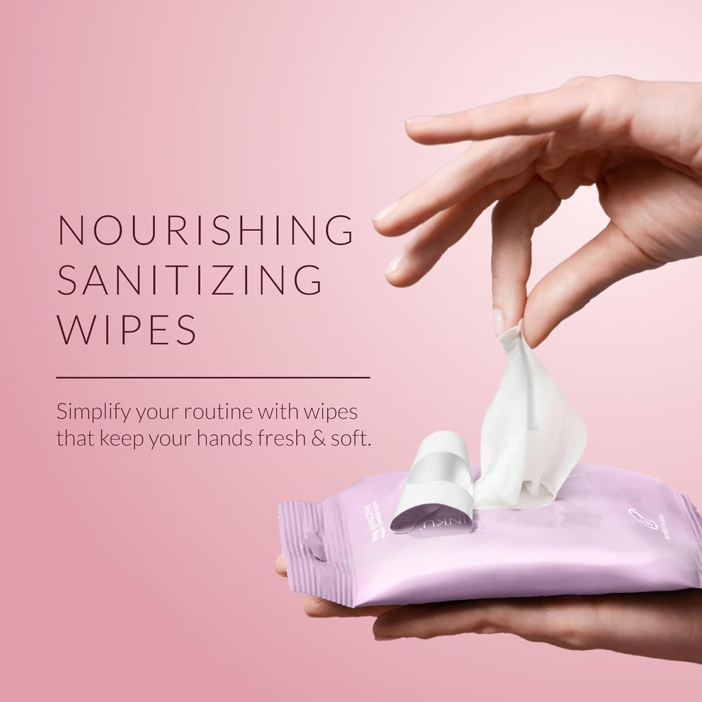 Noshinku – Lavendula Hand Sanitizer Wipes, 3-Pack (45 Towelettes) – Resealable Travel Wipes with Ethyl Alcohol, Aloe & Green Tea, Plant-Based Fiber, Essential Oil Scents, Cruelty-Free & No Dyes