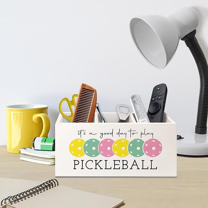 Pickleball Gifts Wooden Pen Pencil Holder for Desk Accessories, Pickle Ball Gifts, Gift for Pickleball Lovers Women Wood Makeup Brush Toothbrush Holder Organizer for Vanity Bathroom