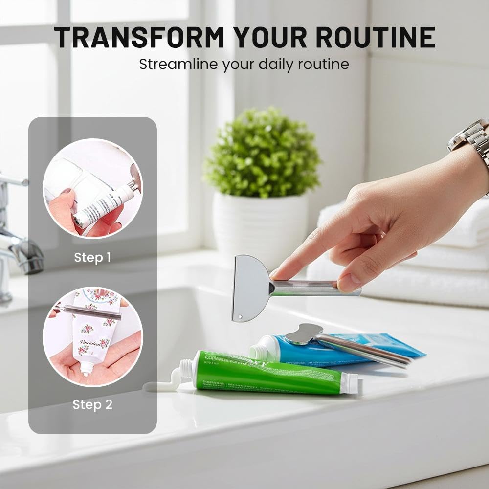 Toothpaste Squeezer, Metal Tube Squeezer Key Stainless Steel Toothpaste Roller Tube Wringer for Paint, Cream, Cosmetic and Hair Dye (B*2 PCS)