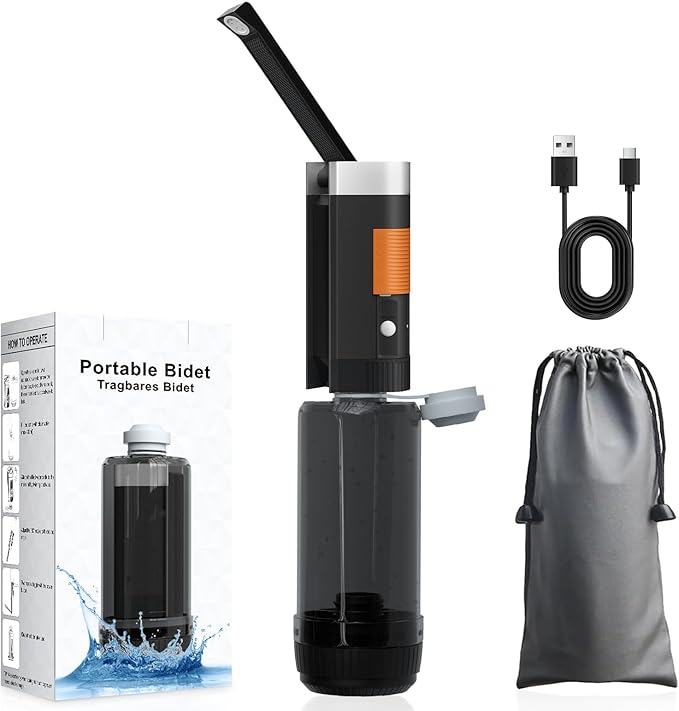 SoulBay Portable Bidet for Travel, 400ml Large Capacity Rechargeable Electric Personal Toilet Handheld Sprayer Bidet with Max 680ml/Min High Pressure, Waterproof, Your Hygiene On-The-Go