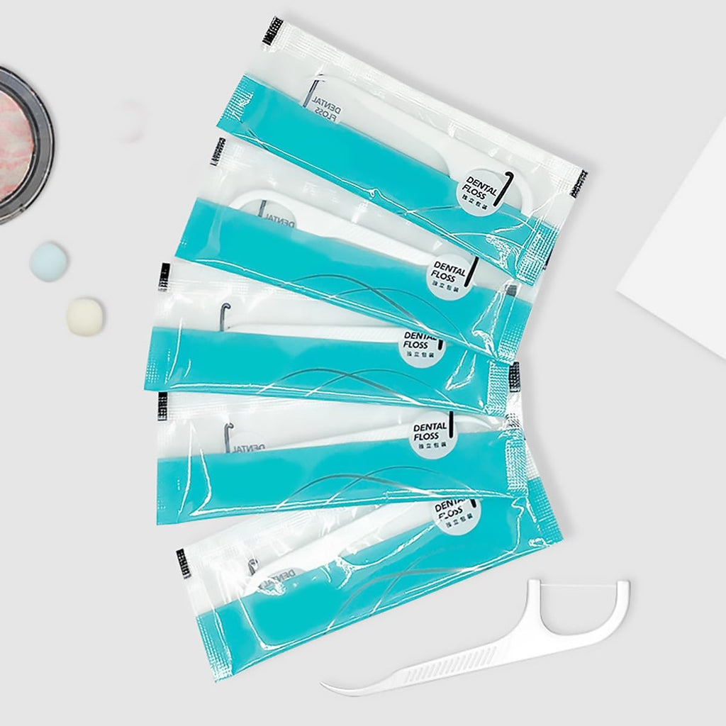 100 Count Dental Floss Picks Flossers for Adults Kids Independent Packaging Disposable Portable Household Travel Use Tensile, White