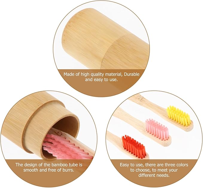 TIDTALEO Biodegradable Toothbrush with Case Disposable Eco-Friendly Toothbrushes with Moderate Hardness Bristles Travel-Friendly Oral Care Kit Random Color Random Color