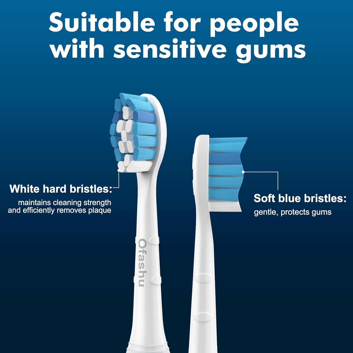 Electric Toothbrush Replacement Heads for Philips Sonicare, Ofashu Brush Head Compatible with Phillips Optimal Gum Care Extra Soft Heads G2 C1 C2 4100 5100, White, 4 Packs for Sentive Gum