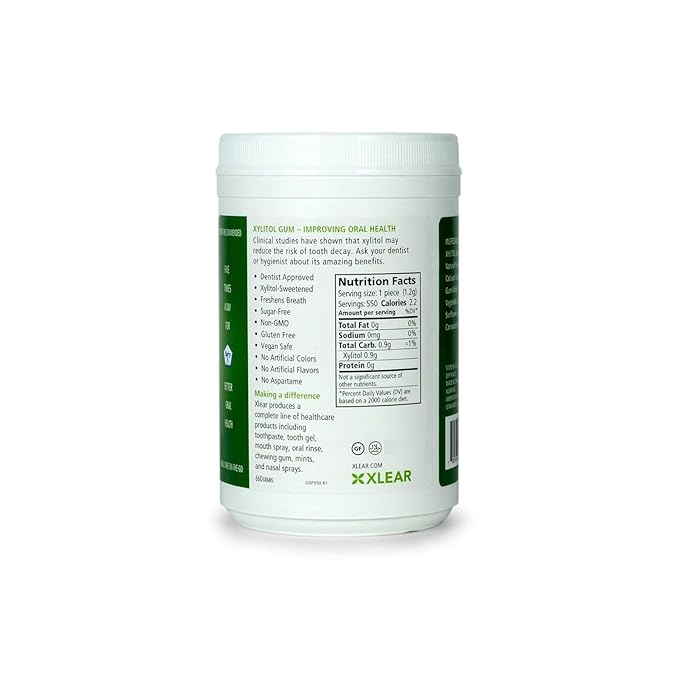 Spry Fresh Natural Xylitol Chewing Gum Dental Defense System - Aspartame-Free, Sugar-Free, Non-GMO, Gluten-Free (Spearmint, 550 Count - Pack of 1)