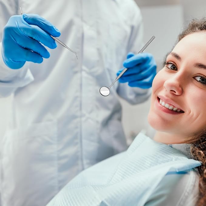 6 Pcs Dental Tools Set, Stainless Steel Teeth Cleaning Tools with Case, Including Dental Mirror, Plaque Tartar Remover for Teeth, Tweezers, Probe, and Pick Scaler for Oral Care