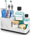 Marble Bathroom Counter Organizer, Kids Electric Toothbrush and Toothpaste Holders for Bathroom Organizers and Storage (Marble)