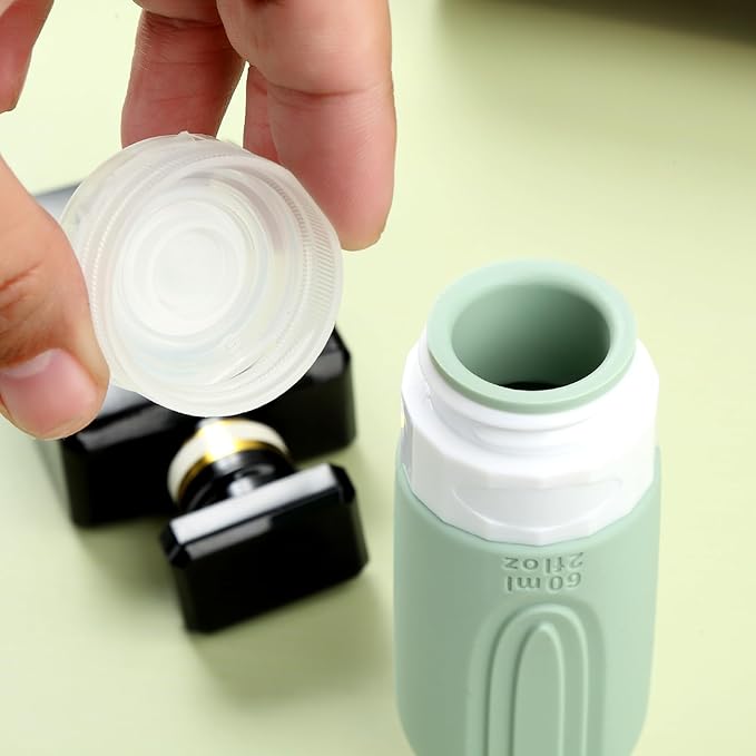 Travel Bottles for Toiletries, Tsa Approved 2oz Travel size Bottles, BPA Free Leak Proof Travels Toiletry Containers, Traveler Accessories with Toiletry Bag for Shampoo Liquid (4 Pack)