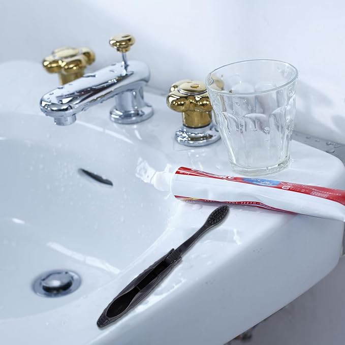 Mipcase 8PCS Folding Portable Charcoal Toothbrush Soft Bristles Ergonomic Design Travel Camping Hygiene for Adults Gray