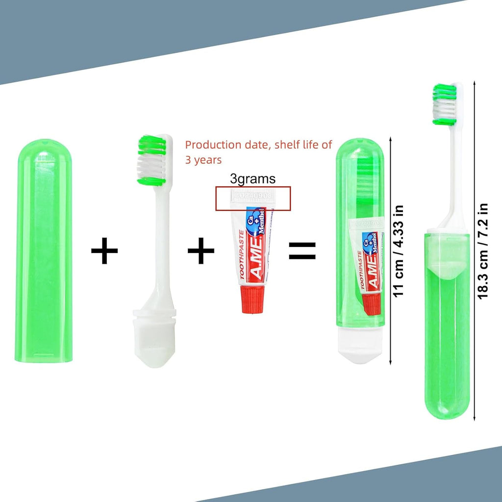 Traveling Toothbrush and Toothpaste Bulk 3gram,Disposable Toothbrushes Mini with Cover,Folding Toothbrushes Camping Toothbrush for Camping,Hiking (300)
