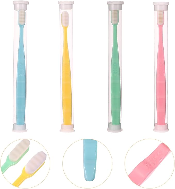 4pcs Extra Soft Micro-Nano Toothbrushes for Sensitive Teeth and Gums Manual Oral Care Bristles for Adults Elderly Pregnant Women and Braces Portable for Deep Cleaning and Tongue