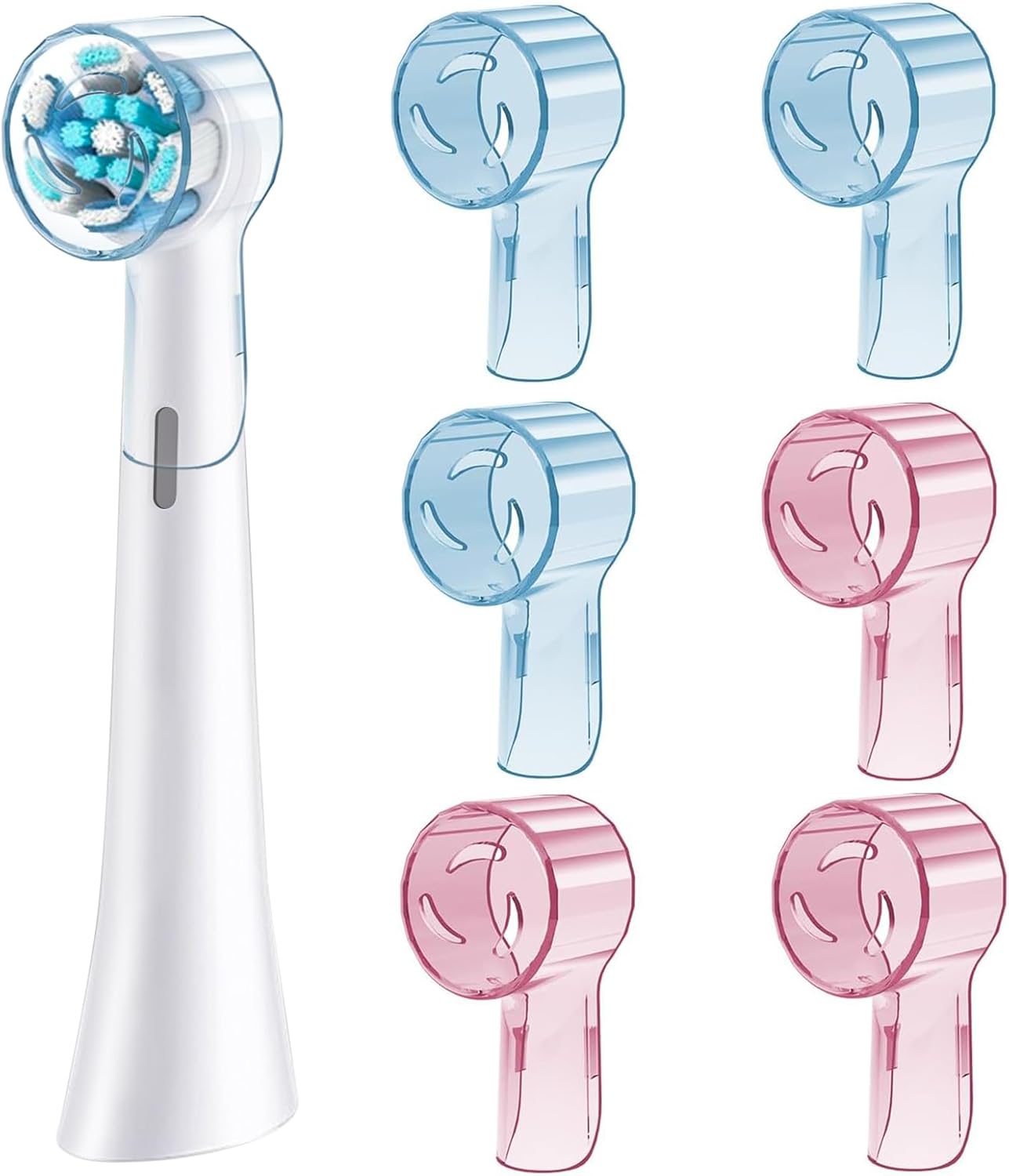 6 Pack Toothbrush Covers for Oral B iO Replacement Heads, Toothbrush Cover Caps for Oral B Pro1000 Electric Toothbrush Head，iO Toothbrush Head Cover for Travel & Home (Blue+Pink)