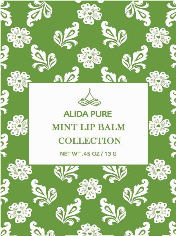 ALIDA PURE Mint Lip Balm Collection, Vegan Lip Balm, Beeswax Free, with Avocado Oil, Organic Jojoba Oil, and Vitamin E, for Dry, Chapped, or Cracked Lips, 3 Tube Set