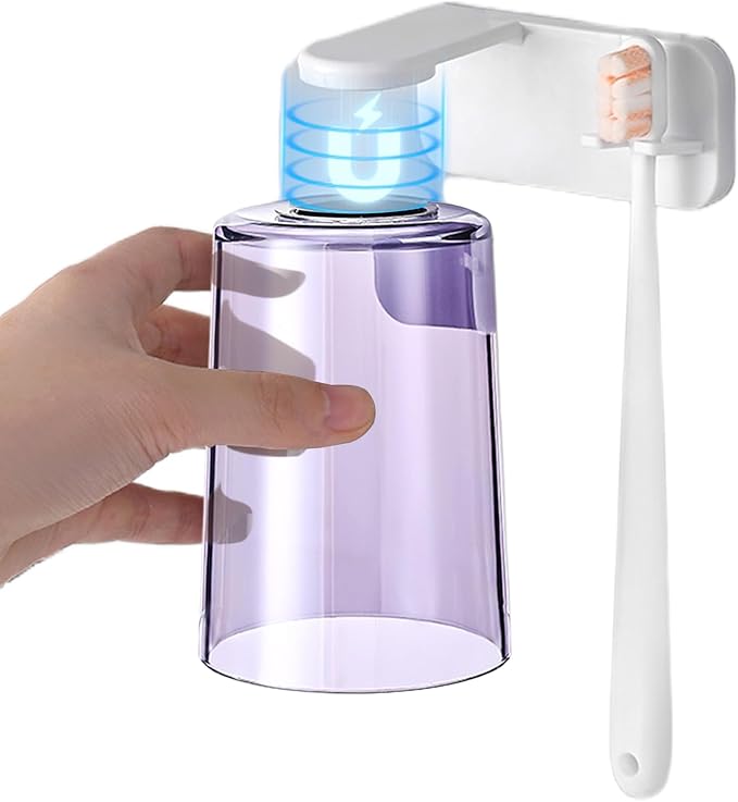 Toothbrush Cup Organizer - Adhesive Rinse Cup Set, Wall Mounted Brush Dispenser, Bathroom Accessory with Space Saving Design, Tooth Care Holder for Home Apartment Dorm Office Hotel RV Travel