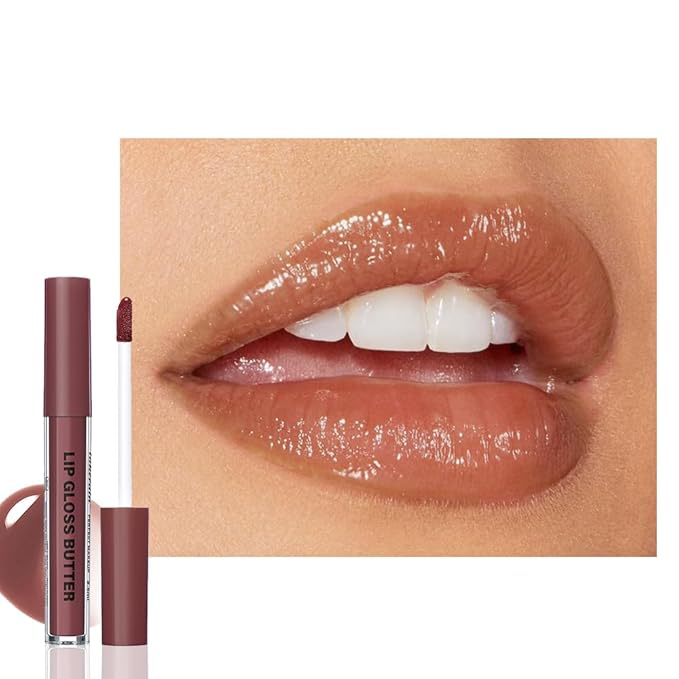Browm Honey Butter Lip Stain Tinted Lip Gloss, Shine Moisturizing Plumper Liquid Lipstick for Women,Natural Nourishing Hydrating Lip Balm for Dry Lips,Lightweight Lip Liner Care Makeup,Vegan #1