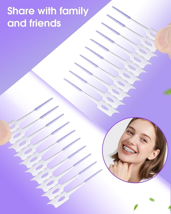220 PCS Dental Floss Picks, Soft Silicone interdental Brush, Floss Picks for Teeth, Toothpicks Brush Between Teeth, Tooth Flossing Brush with Case, Disposable for Teeth Cleaning, Purple Color