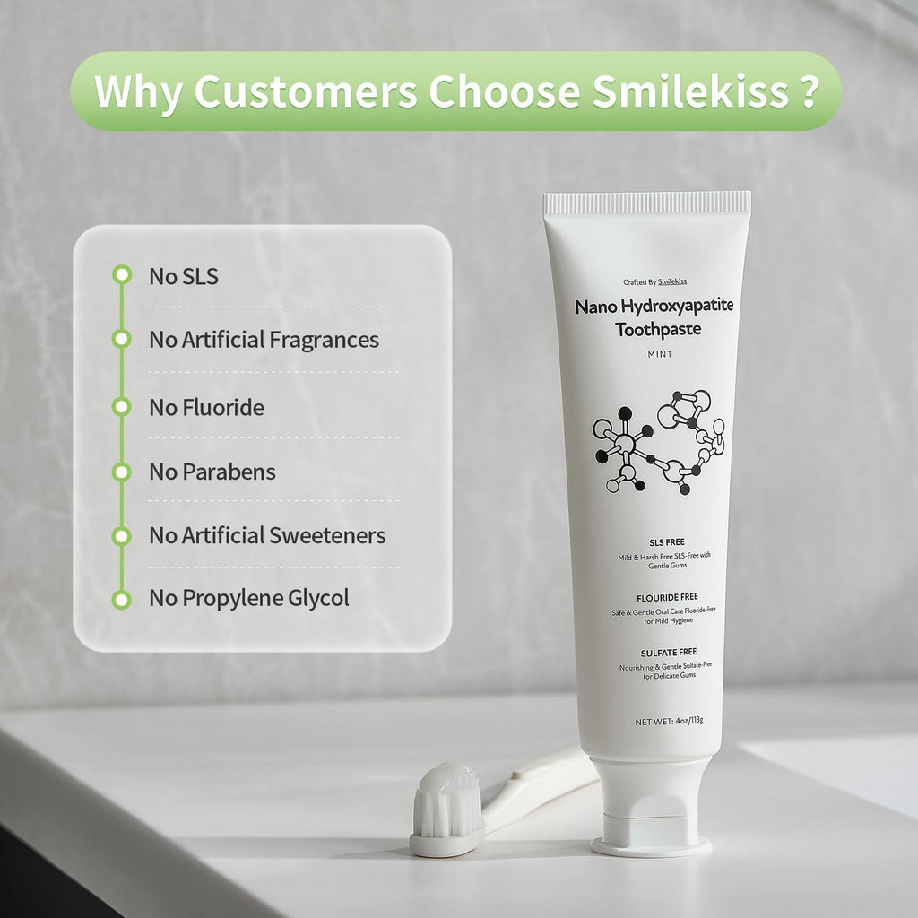 Fluoride Free Toothpaste with Nano Hydroxyapatite – Dentist Recommended for Remineralizing & Sensitive Teeth Relief – Mild Mint Natural Toothpaste for Adults & Kids, 8oz