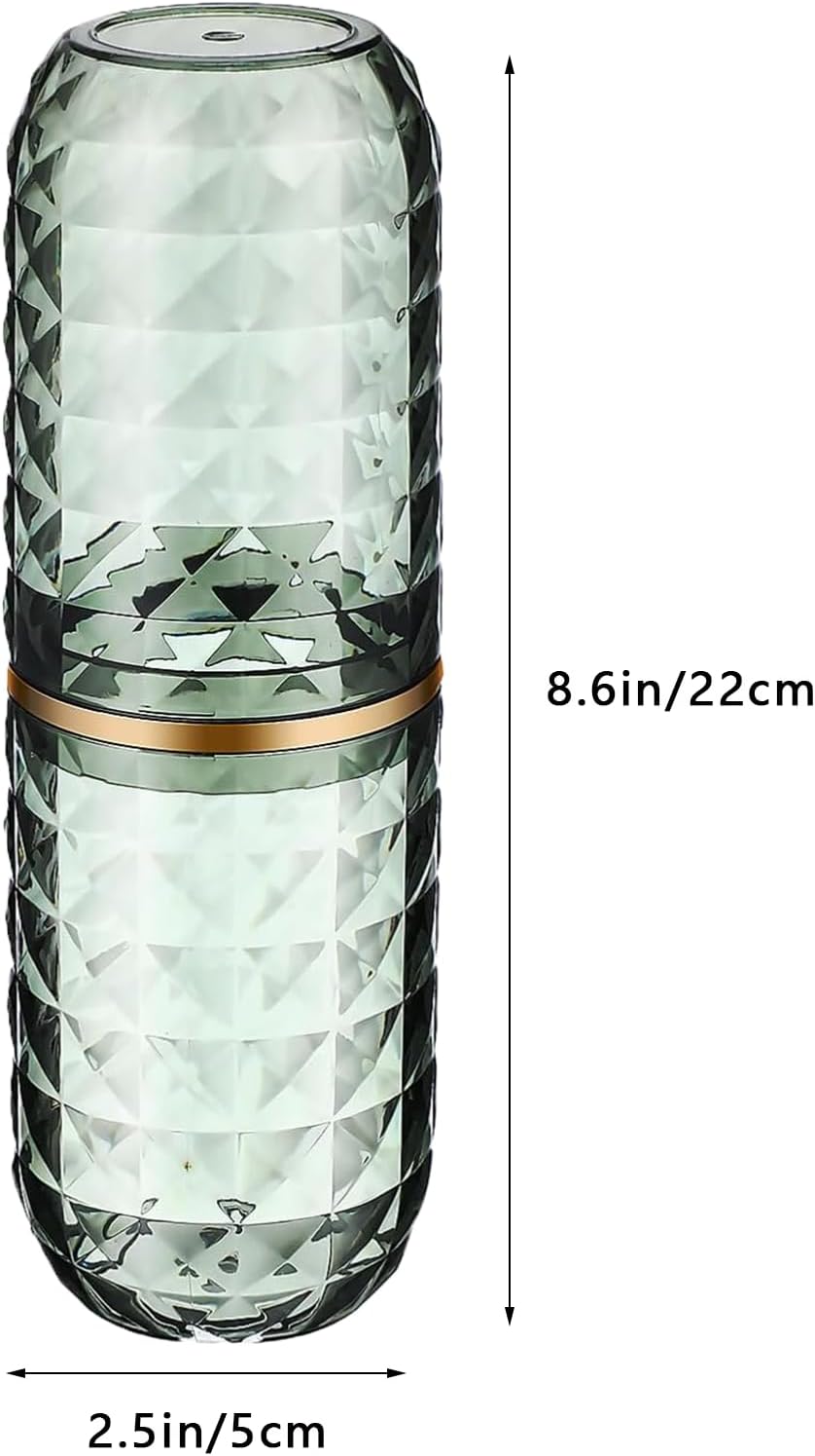 Toothbrush Holders with Cover, Portable Travel Toothbrush Case with lid, Toothbrush Container for Bathroom Countertop Organizer (Green)