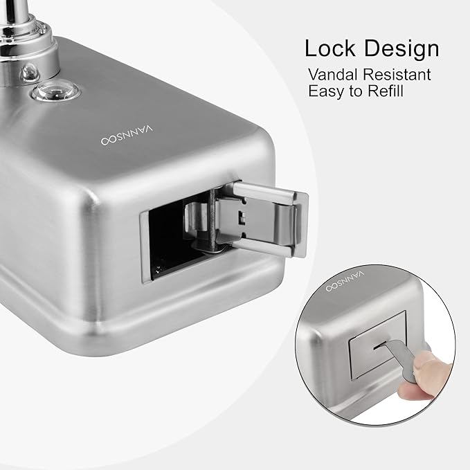 Commercial Wall Mount Stainless Steel Foaming Soap Dispenser, 40 oz (1200ml) Industrial Refillable Foam Hand Sanitizer Dispensers for Bathroom and Kitchen