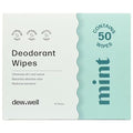Dew Well Deodorant Wipes - Individually Wrapped Armpit Wipes & Purse Essentials - Sweat-Blocking Mini Deodorant - Compact Tissue Packs & Travel Accessories - 50 Count, Mint