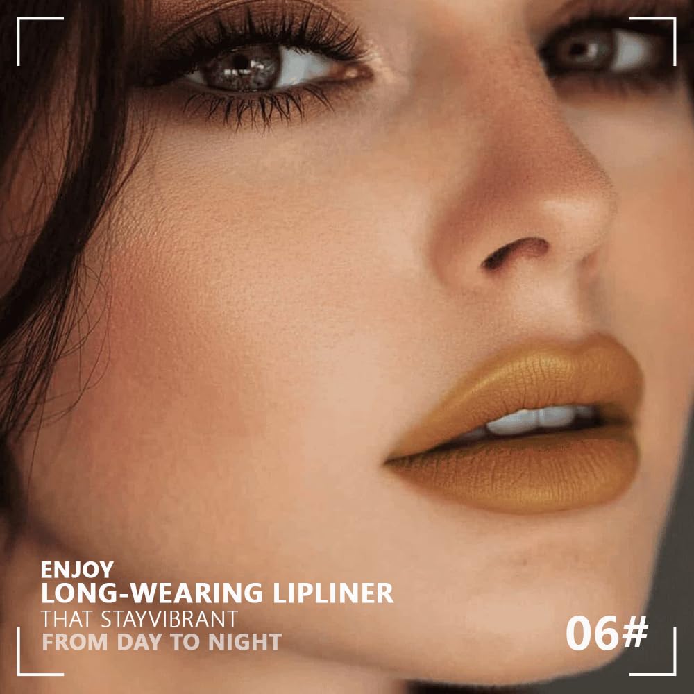 Matte Calligraphy Liquid Lip Liner Lipstick Pencil, Golderod Nude Pink Long-Lasting Transfer-Proof Lip Stain, Lightweight Lipstick, Sheer Buildable Color, Fades to a Natural Wash of Colors