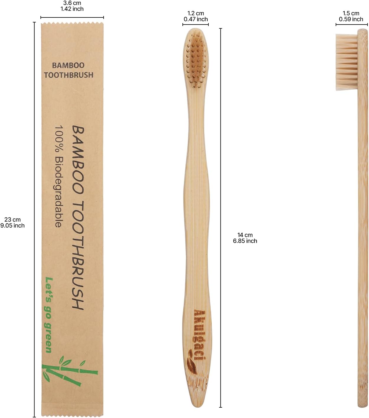 100 Pack Bamboo Toothbrushes for Adults, Biodegradable Soft Bristles Toothbrushes, Eco-Friendly Natural Reusable Wooden Toothbrush in Bulk for Camping Trips Hotel Travel
