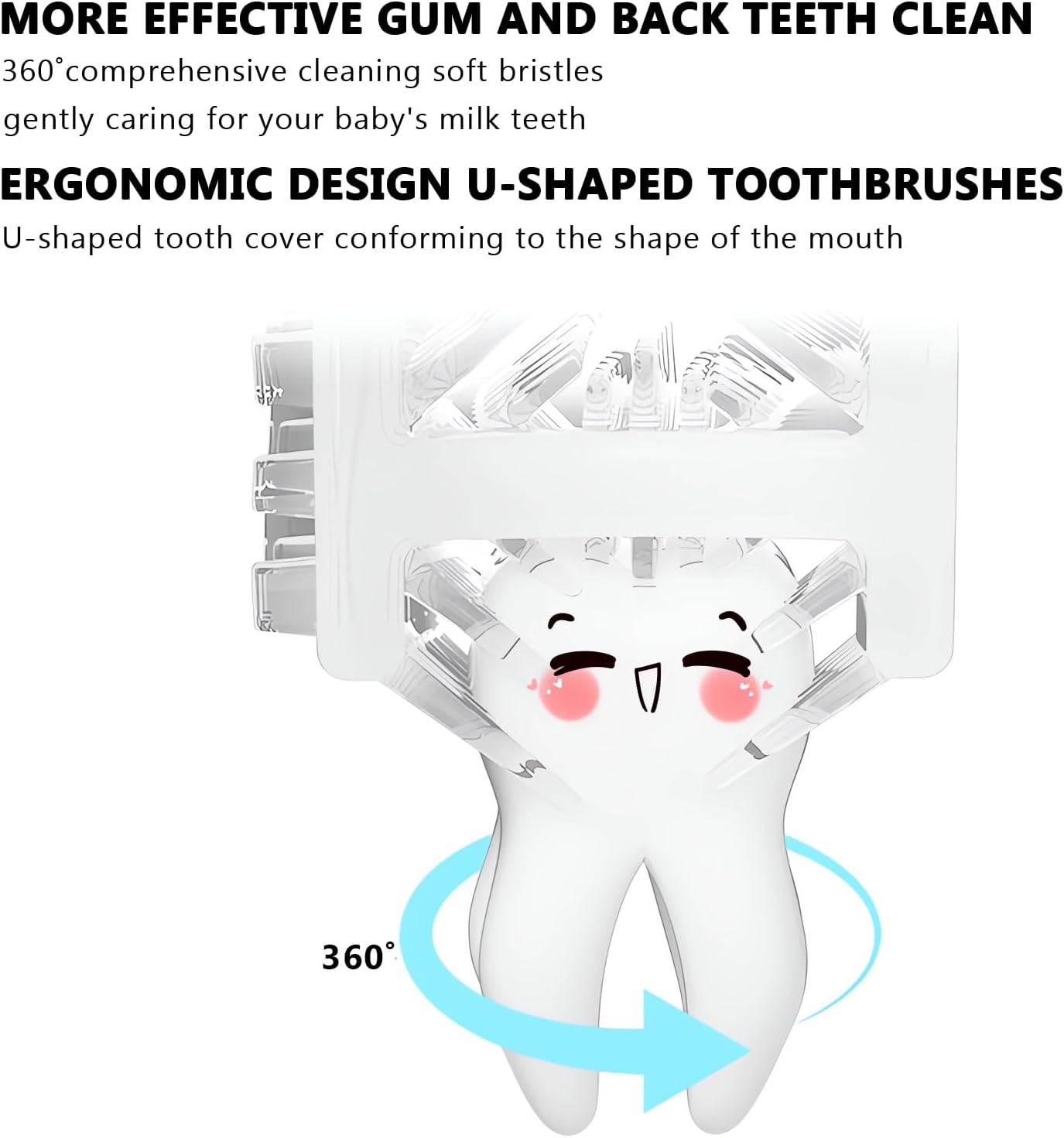 SNOWROSE Kids Electric Toothbrush U-Shaped Ultrasonic IPX7 Waterproof Design with 2 Brush Head 3 Modes, 360° Full Mouth Cleaning Automatic Children Toothbrush for 2-12 Years Old (Pink, 2-12 Age)