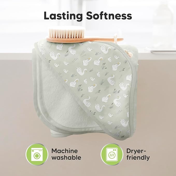 KeaBabies Hooded Baby Towel for Newborn - Viscose Derived from Bamboo Large Baby Bath Towels with Hood for Boys, Girls, Toddler, Extra Absorbent & Soft Newborn Bath Essentials (Serenity, Regular)