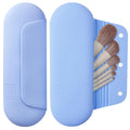 Silicone Makeup Brush Holder Travel Cosmetic Bag：Soft Portable Cosmetic Face Brushes Holder with Upgrade Anti-Fall Out Magnetic Closure, Large Travel Makeup Brush Case - Blue