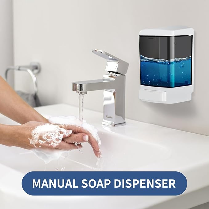 2PCS Commercial Soap Dispenser Plastic Wall Mounted Soap Dispenser 33.8oz/ 1000ml Plastic Hand Wash Soap Wall Dispenser for Bathroom Kitchen Hotel Liquid Gel Shampoo Chamber (Black)