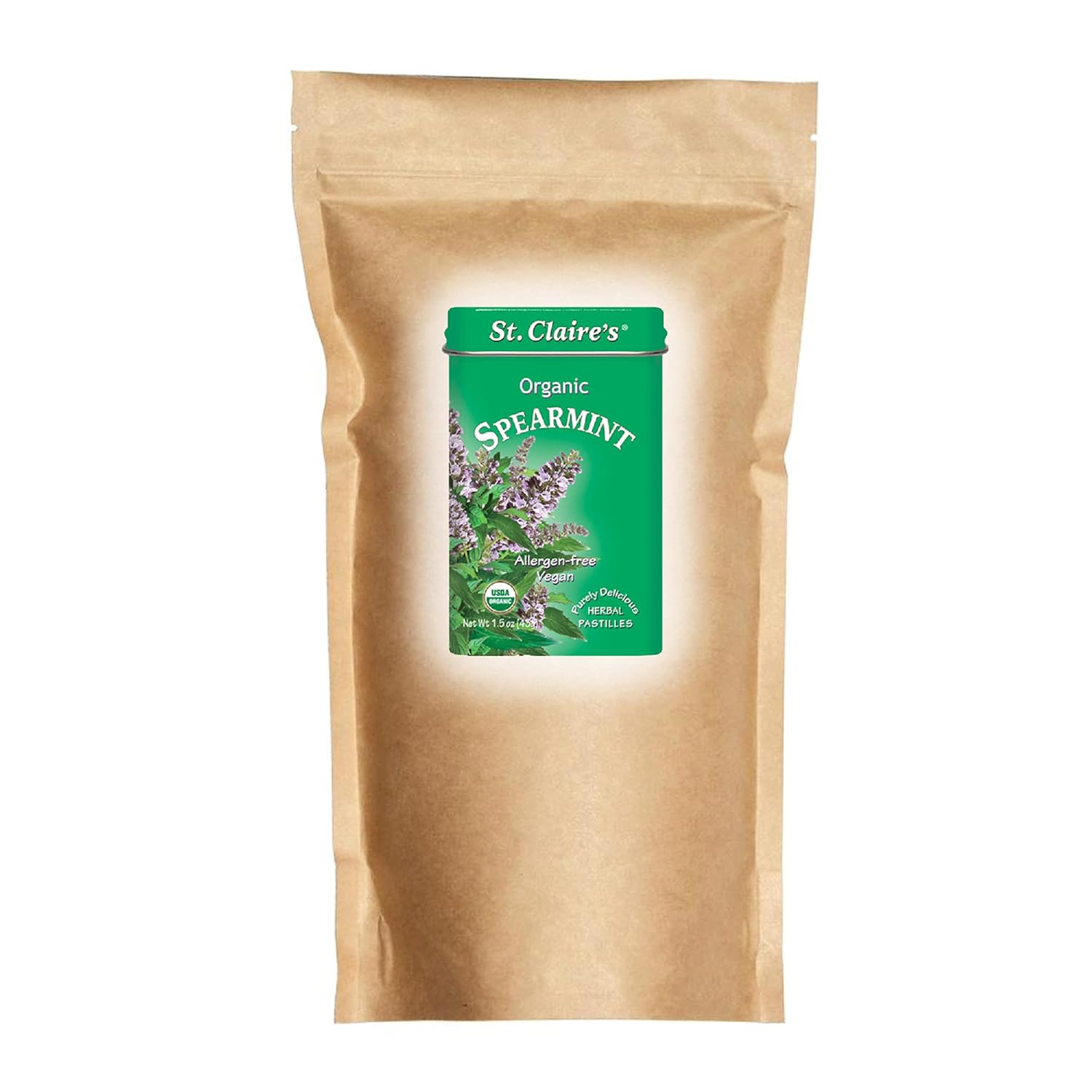 St. Claire's Organic Breath Mints (Spearmint, 27 Ounce Refill Bag, over 800 pieces) | Gluten-Free, Vegan, GMO-Free, Plant-based, Allergen-Free | Made in our Allergen-Free facility