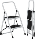 2 Step Stool, Folding Step Ladder with Wide Anti-Slip Pedal & Safety Lock, Step Stool for Kitchen, Bathroom, Office, 300lbs Capacity