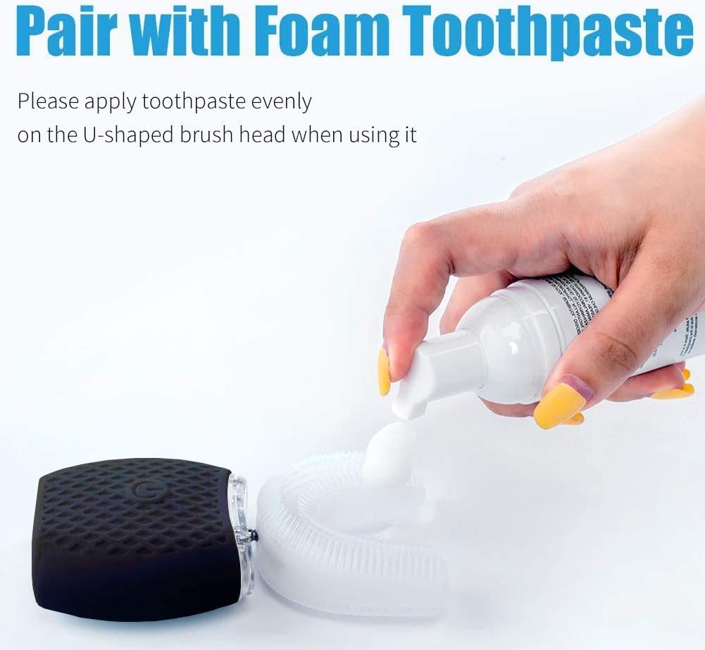 MAYBUY Automatic Ultrasonic Toothbrush Toothbrush for Adults 360°Electric Toothbrush 45'' Automatic Timer Wireless Charging Washable Travel Home Dual-use (Black, 1)