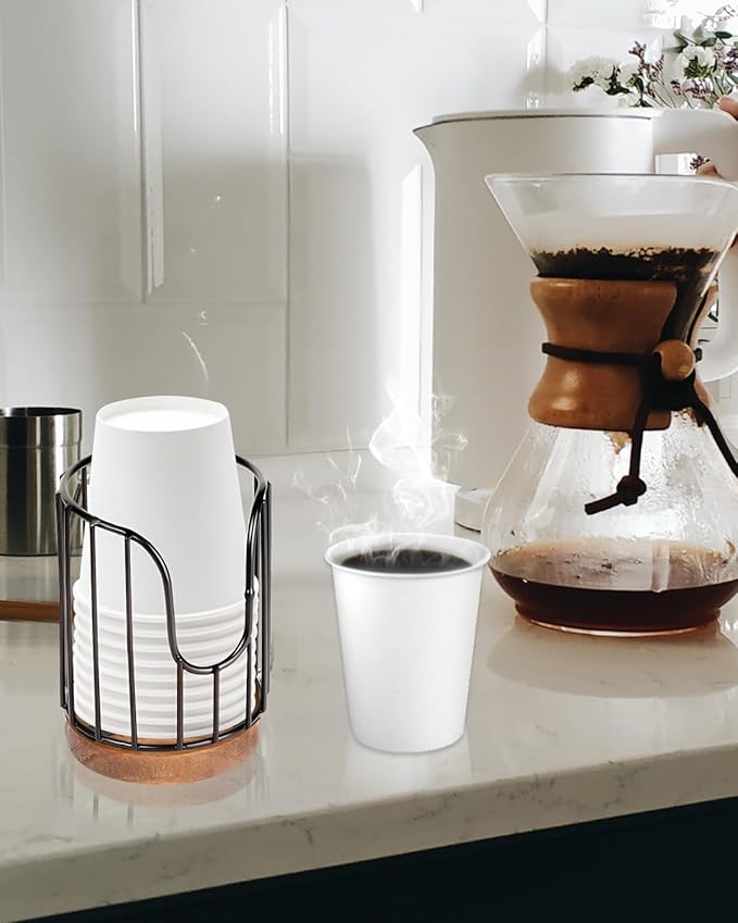 2PCS Rural Style Bathroom Cup Dispenser, Small Disposable Paper Cup Holder, 3oz Disposable Mouthwash Cup Storage Rack, Iron Bathroom Organizer